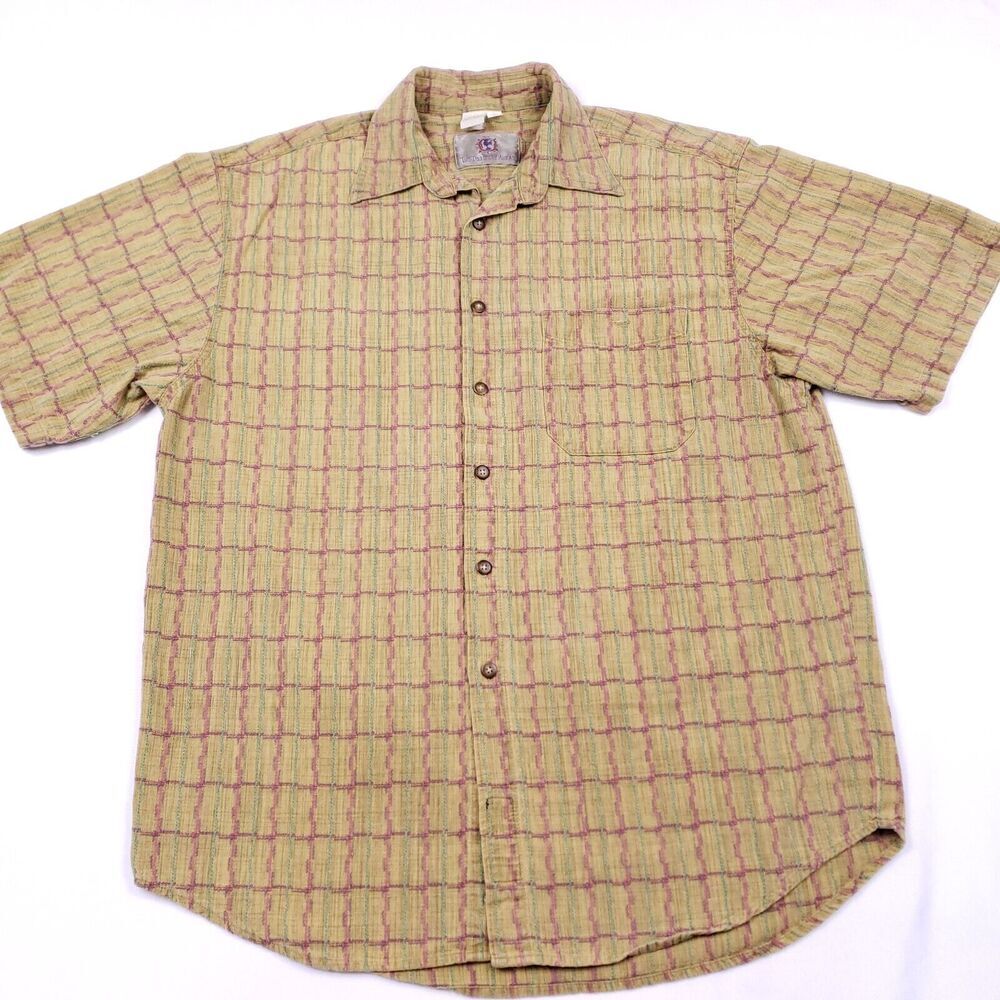 Territory Ahead Shirt Mens Large Brown‎ Southwest Textured Cotton Hong Kong